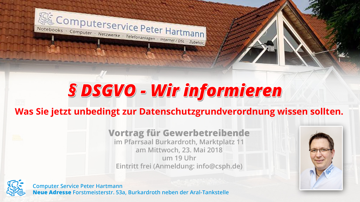 DSVGO-Vortrag 23.Mai in Burkardroth